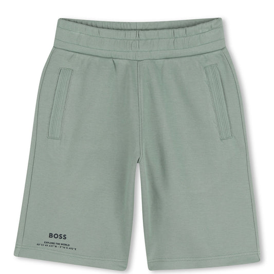 BOSS Cotton Jogging Shorts in Pique, Green Bay