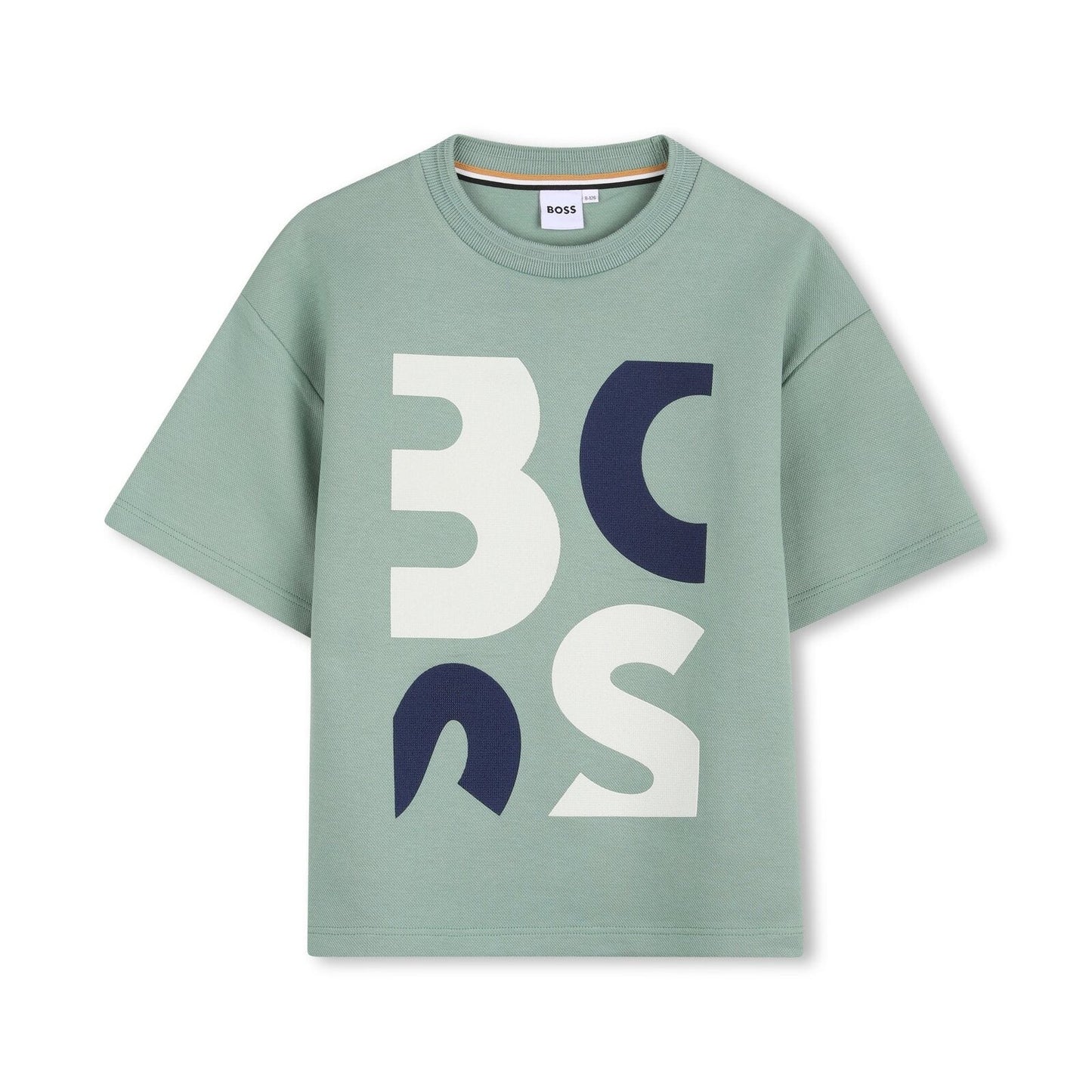 BOSS Short-Sleeved Cotton T-shirt in Pique, Green Bay