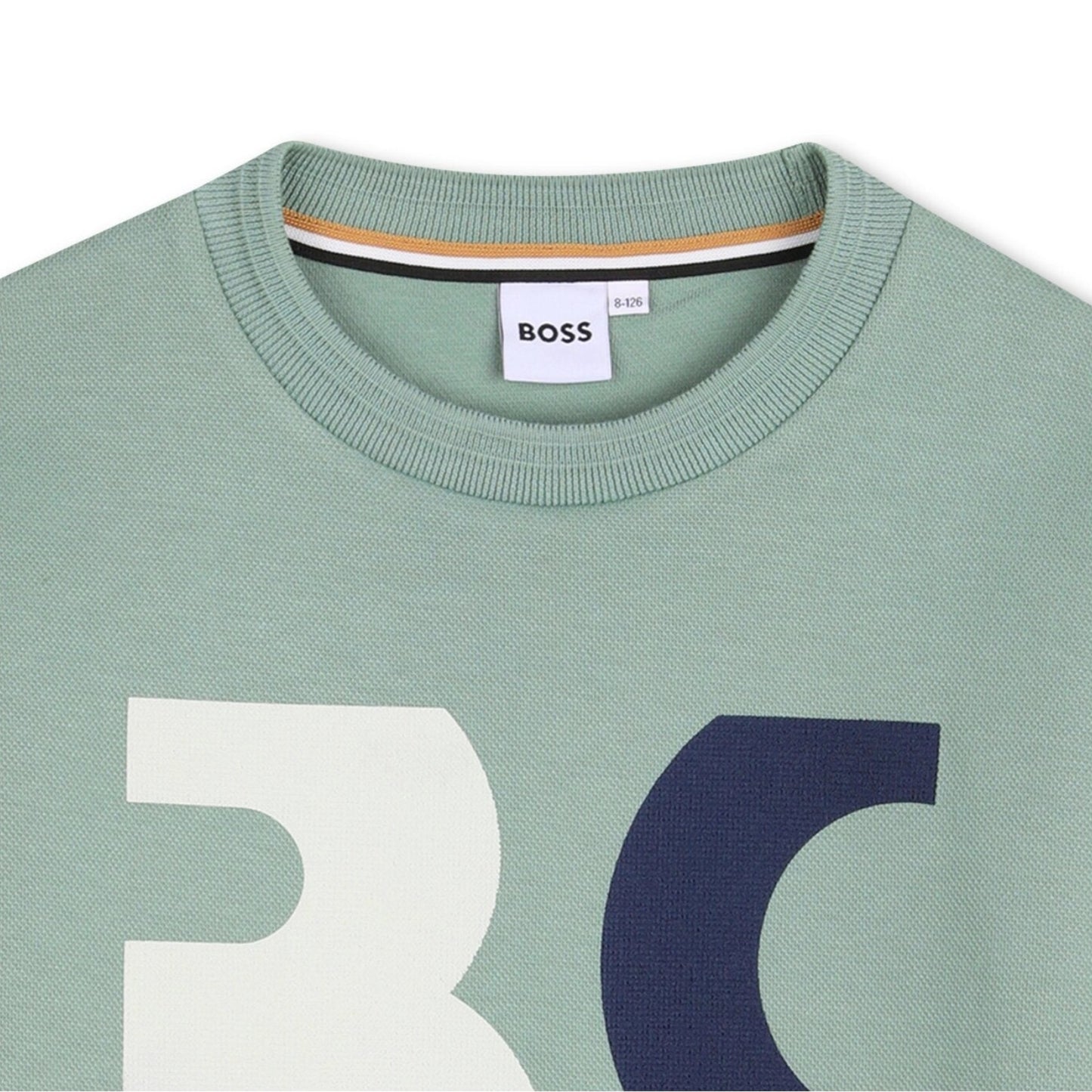 BOSS Short-Sleeved Cotton T-shirt in Pique, Green Bay