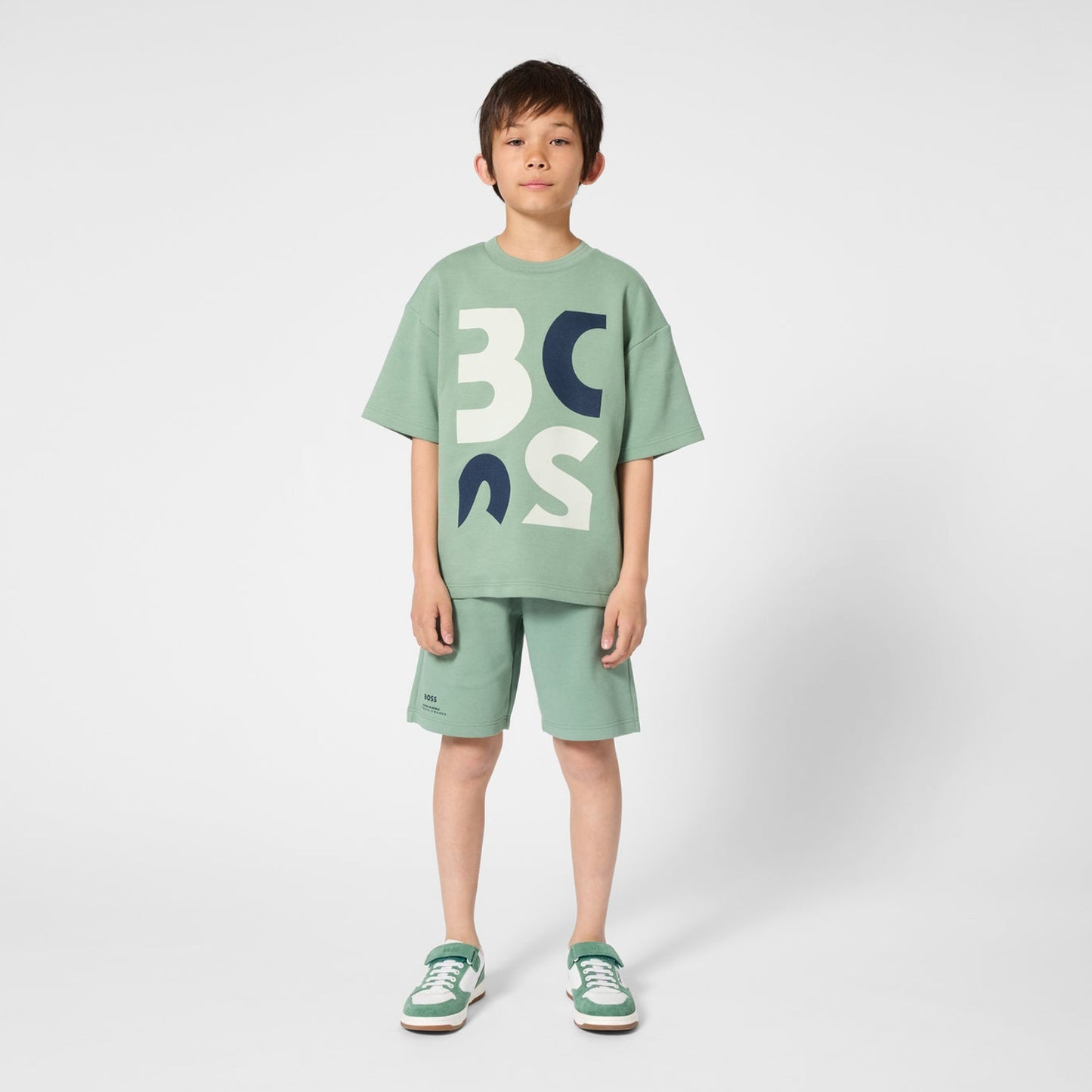 BOSS Short-Sleeved Cotton T-shirt in Pique, Green Bay