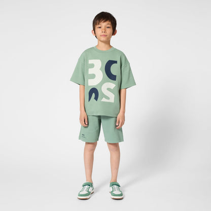 BOSS Short-Sleeved Cotton T-shirt in Pique, Green Bay