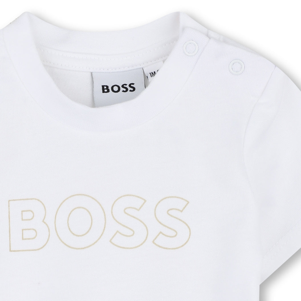 BOSS Cardigan, Trousers and T-shirt Set, Stone