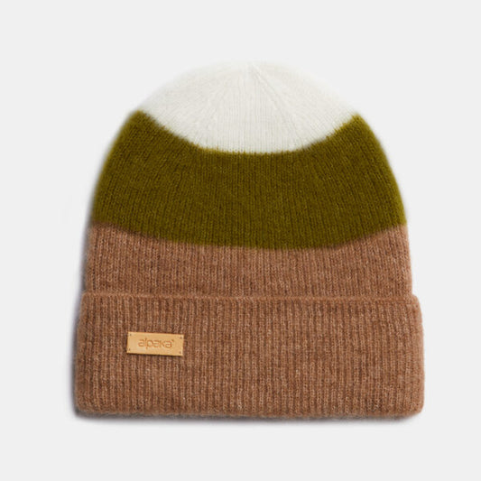 Alpaka Kids Hat with Colour Play, Khaki Green