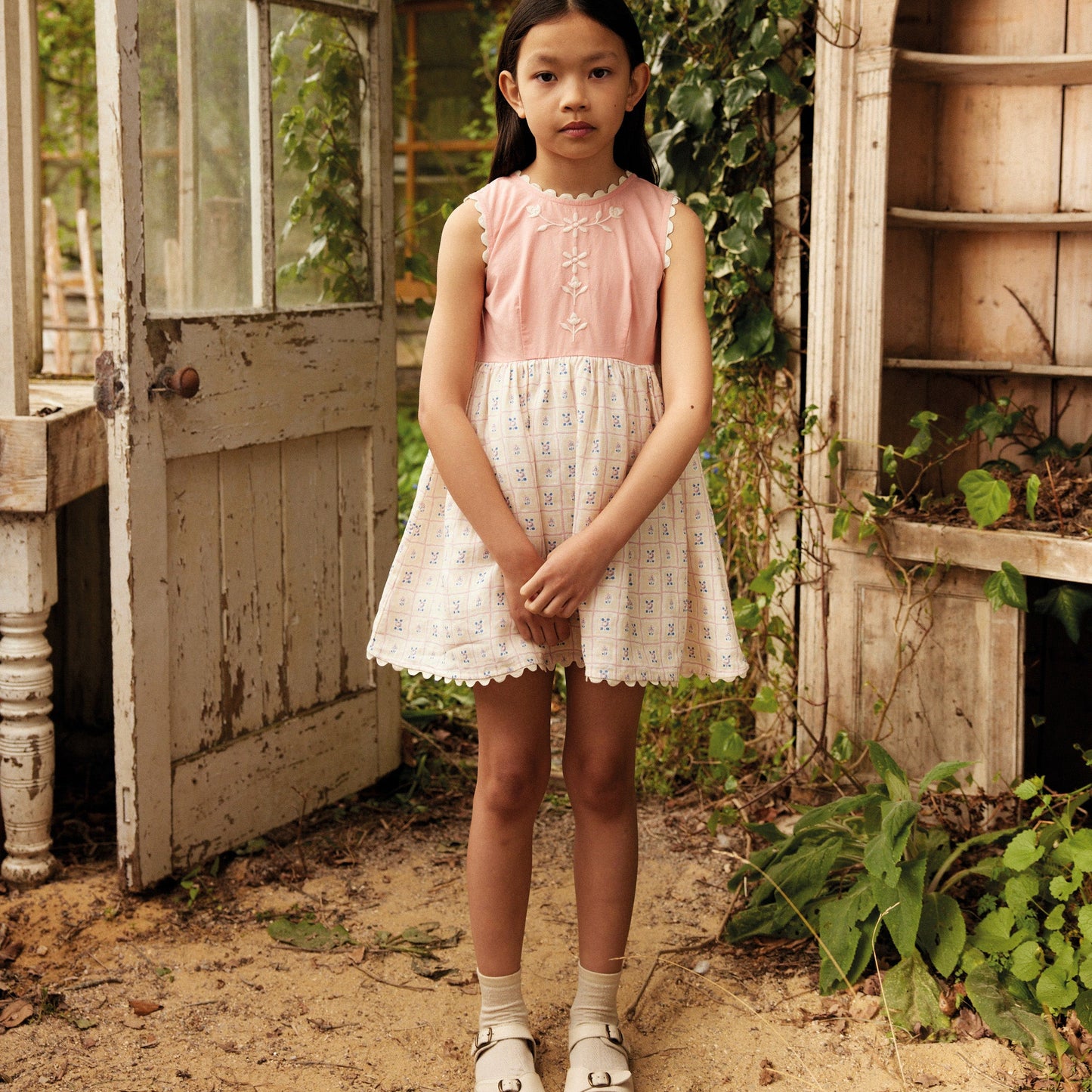 Lola Dress, Rosepanel Cream/Peony