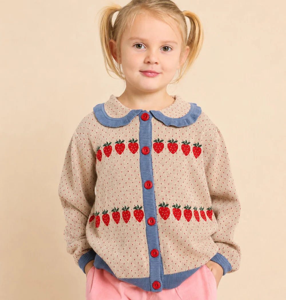 Louise Cardigan, Warm Cotton Berry