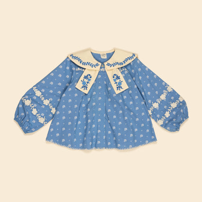 Maggie Sailor Blouse, Mountain Calico Blue