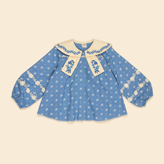 Maggie Sailor Blouse, Mountain Calico Blue