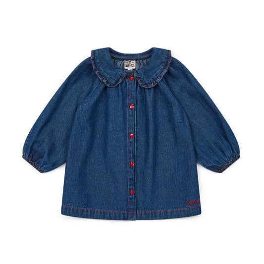 Mini Heidi Baby Dress, Denim Brut