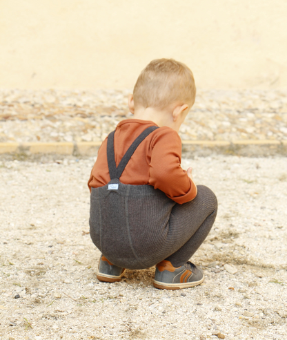 Silly Silas Ribbed Footed Tights, Dark Grey Blend