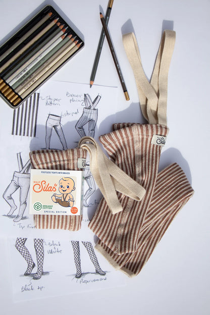 Silly Silas Special Footless Tights, Granola X Cream Striped