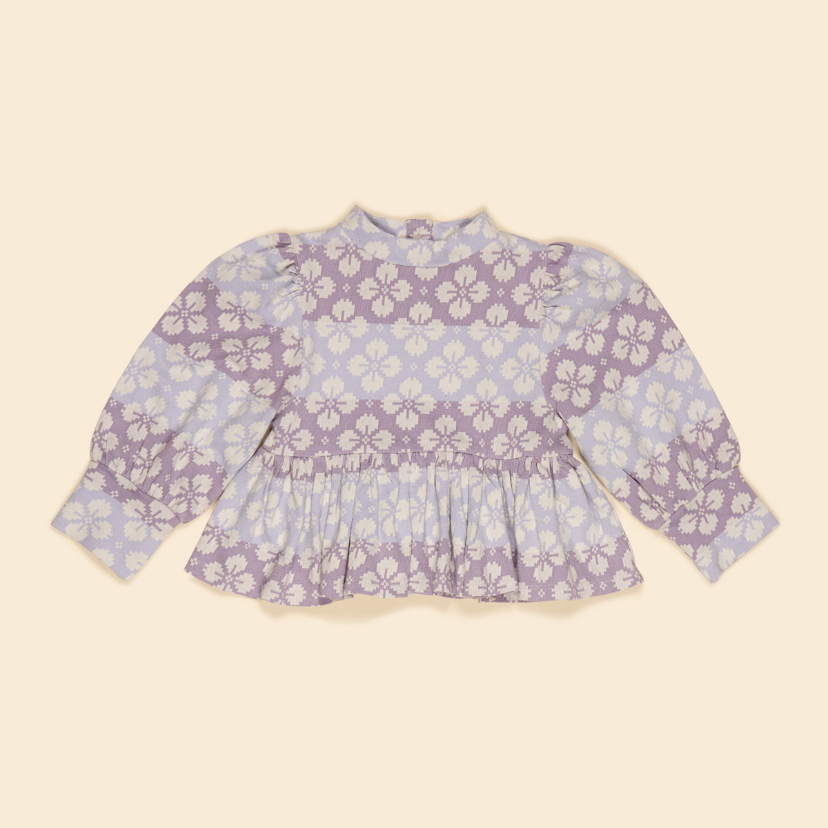 Mya Peplum Jersey Top, Icelandic Poppy Jacquard