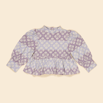 Mya Peplum Jersey Top, Icelandic Poppy Jacquard
