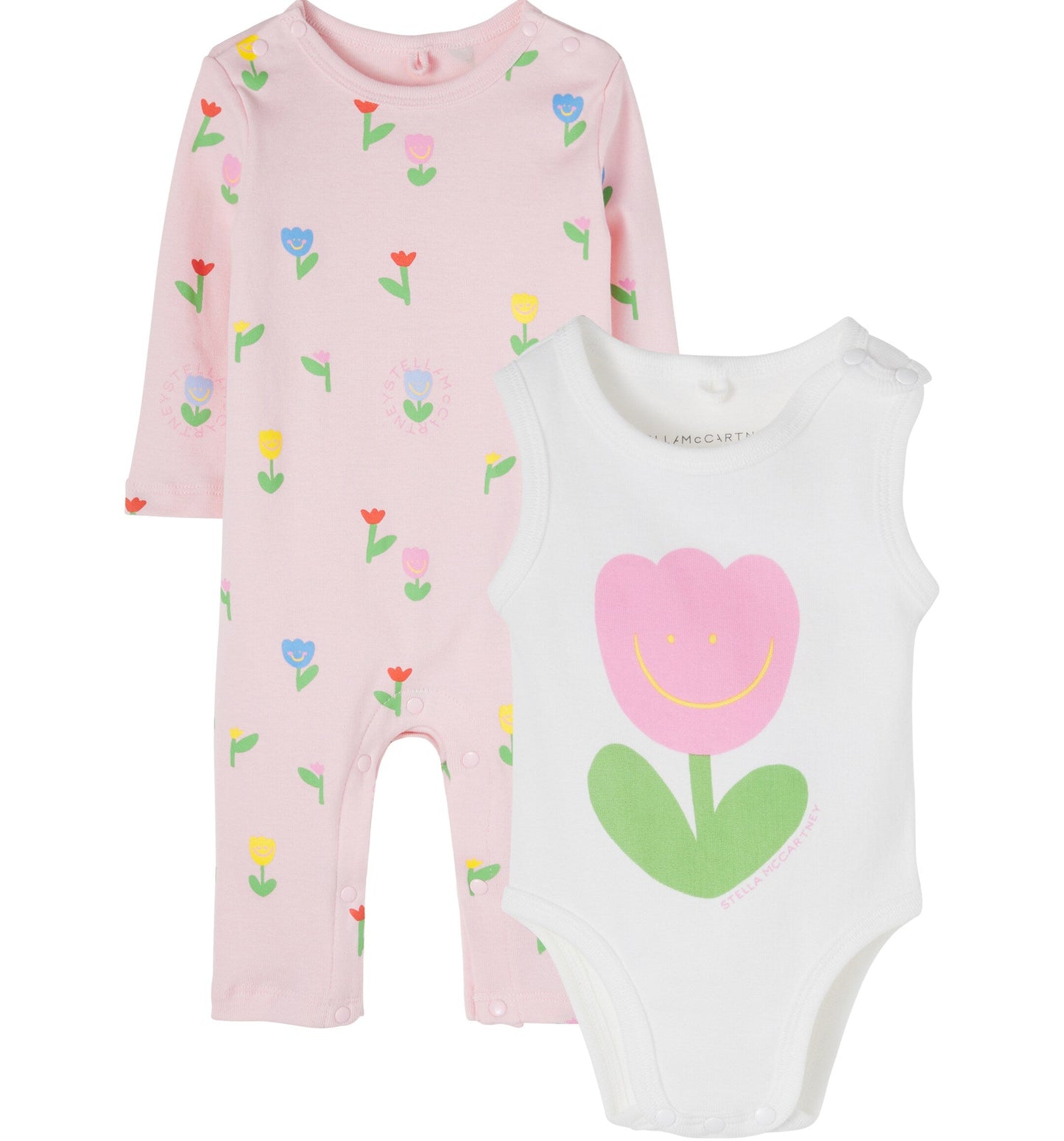Baby Girl 2pc Set Floral Romper and Bodysuit, Pink