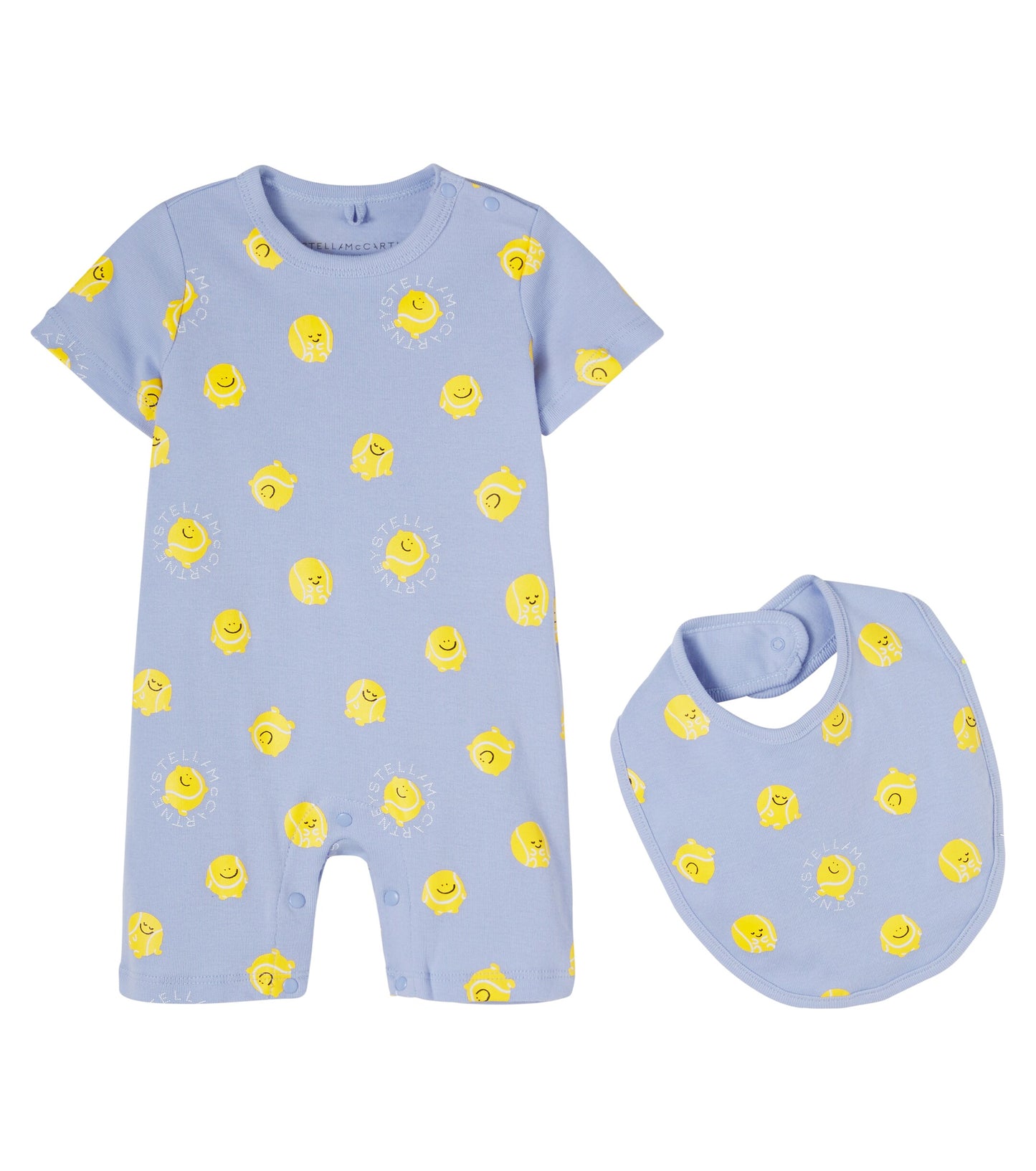 Baby Boy 2pc Set Tennis Romper and Bib, Blue