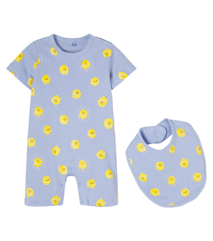 Baby Boy 2pc Set Tennis Romper and Bib, Blue