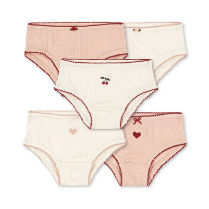 Minna 5 Pack Girl Underpant, Rose & White Mix