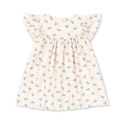 CoCo Dress GOTS, Bow Bleu