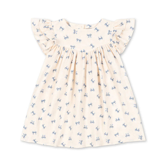 CoCo Dress GOTS, Bow Bleu