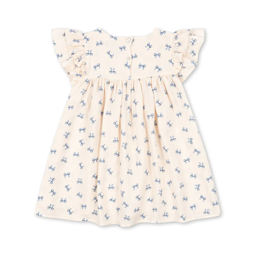 CoCo Dress GOTS, Bow Bleu
