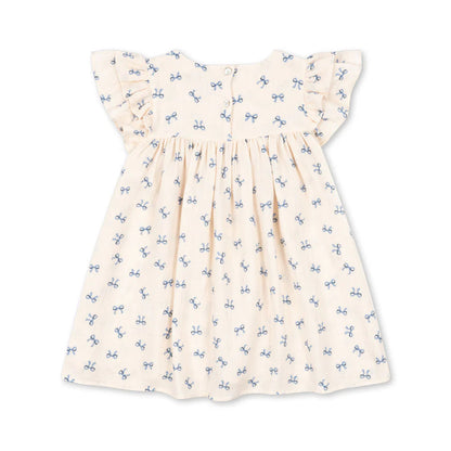 CoCo Dress GOTS, Bow Bleu