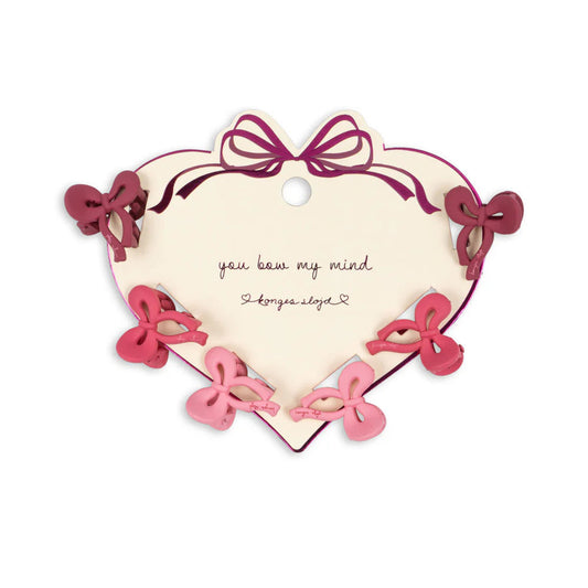 6 Pack Mini Bow Hair Clip, Pink Mix