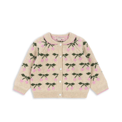 Belou Knit Collar Cardigan, Cherry