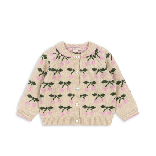 Belou Knit Collar Cardigan, Cherry