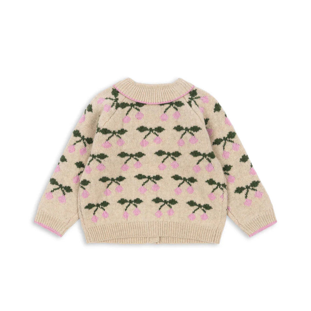 Belou Knit Collar Cardigan, Cherry