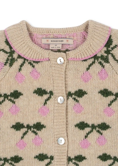 Belou Knit Collar Cardigan, Cherry