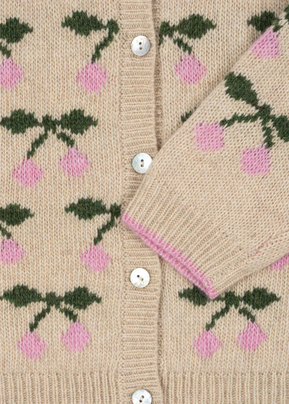 Belou Knit Collar Cardigan, Cherry