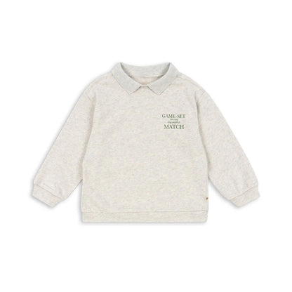 Spotty LS Polo GOTS, Off White Melange