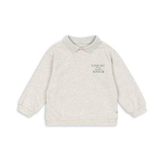 Spotty LS Polo GOTS, Off White Melange