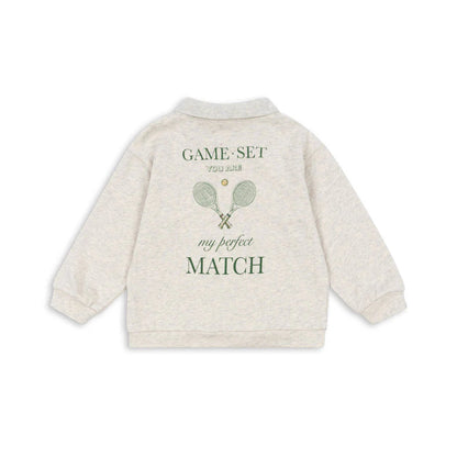 Spotty LS Polo GOTS, Off White Melange