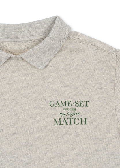 Spotty LS Polo GOTS, Off White Melange