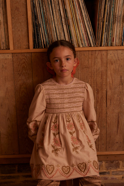 Penny Smock Dress, Pink Beige