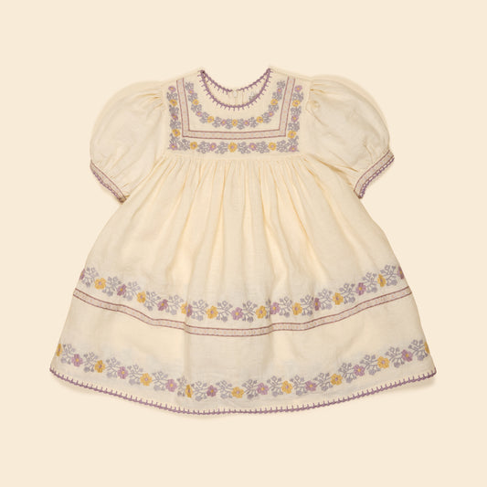 Patsy Ribbon Dress, Cream