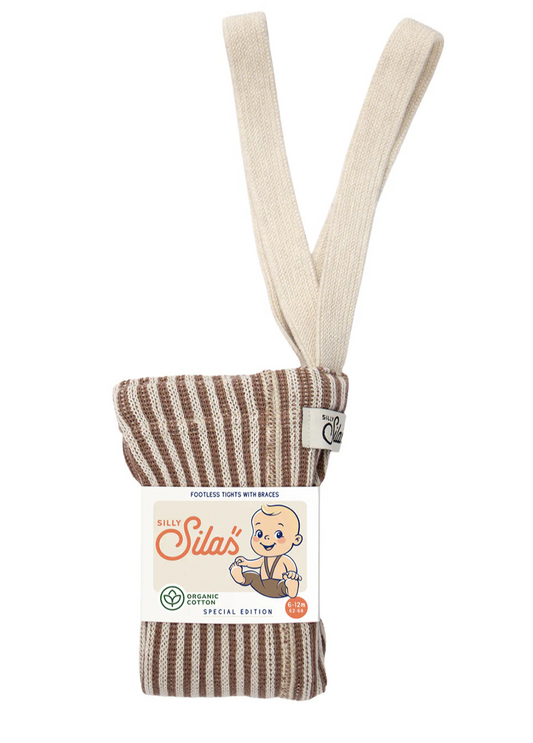 Silly Silas Special Footless Tights, Granola X Cream Striped