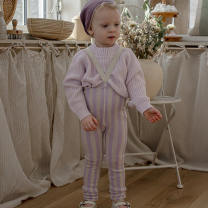 Silly Silas Footless Special Cotton Tights, Lavender X Cream striped