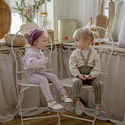 Silly Silas Footless Special Cotton Tights, Lavender X Cream striped