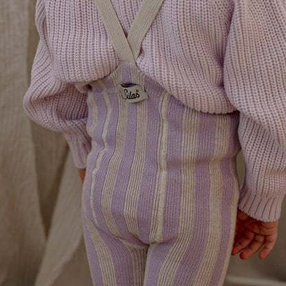Silly Silas Footless Special Cotton Tights, Lavender X Cream striped