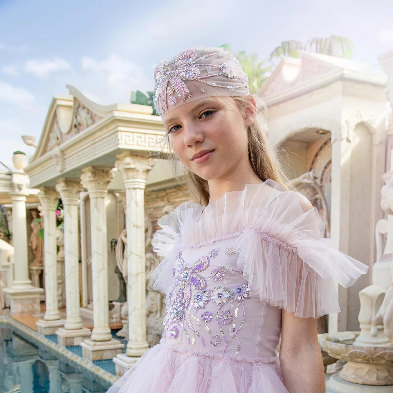 Neptune's Jewel Head Wrap, Satin Bow