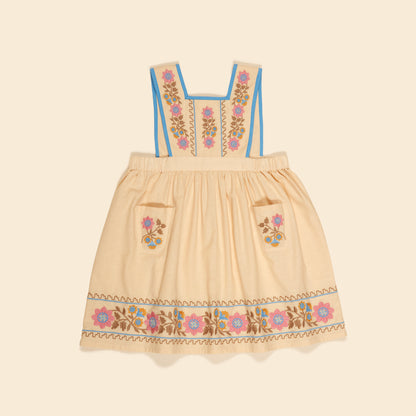 Ursina Embroidered Pinafore, Cashew