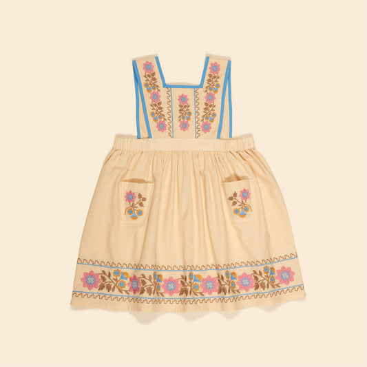 Ursina Embroidered Pinafore, Cashew