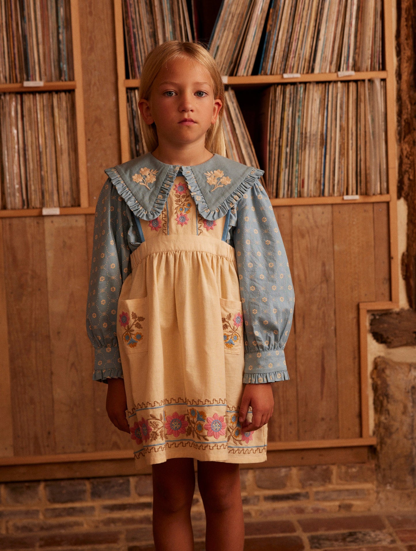 Ursina Embroidered Pinafore, Cashew