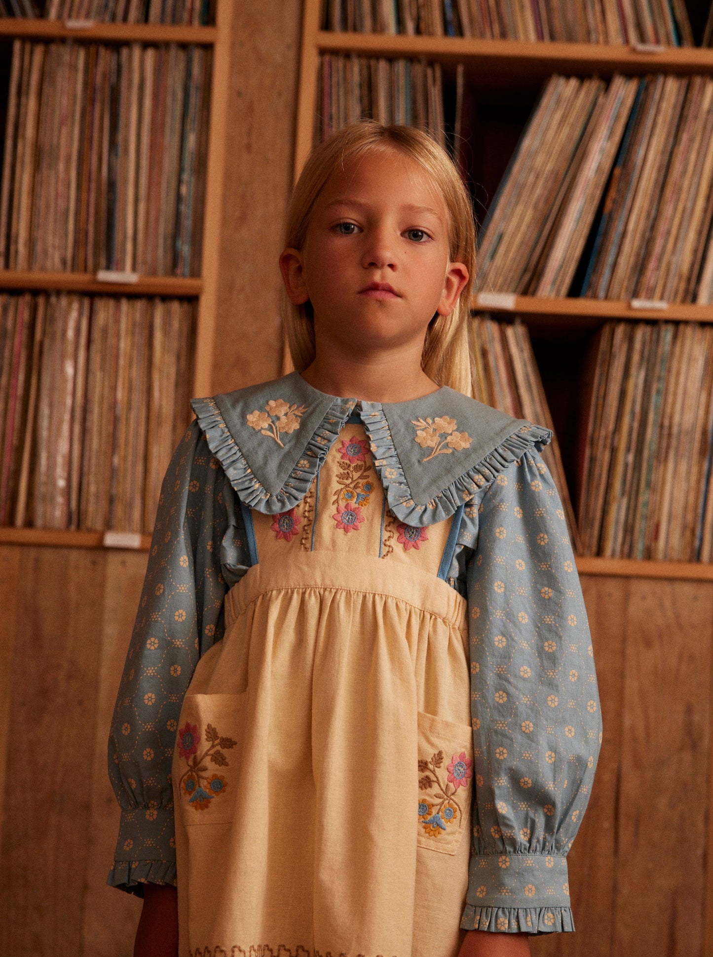 Ursina Embroidered Pinafore, Cashew