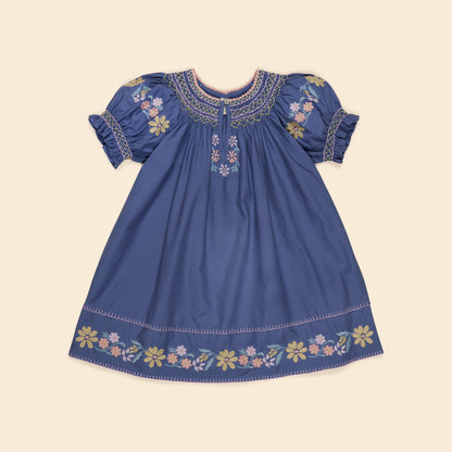 Verna Smock Dress, Azul