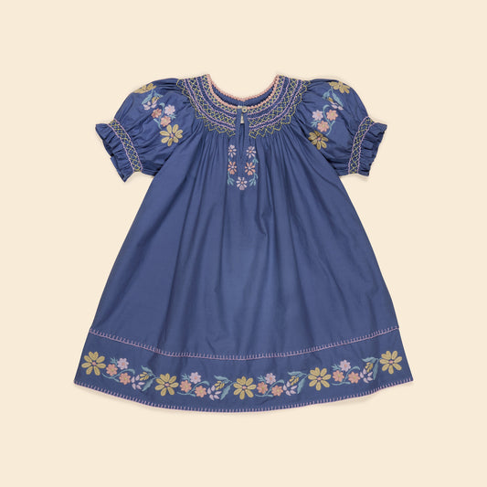 Verna Smock Dress, Azul