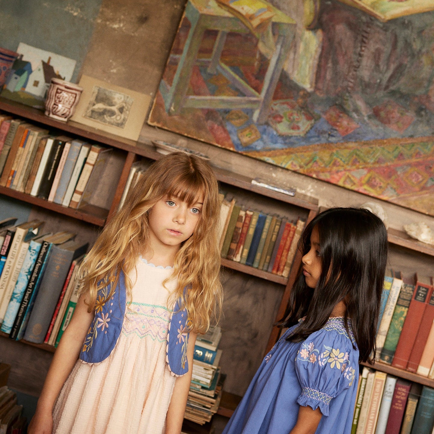 Verna Smock Dress, Azul