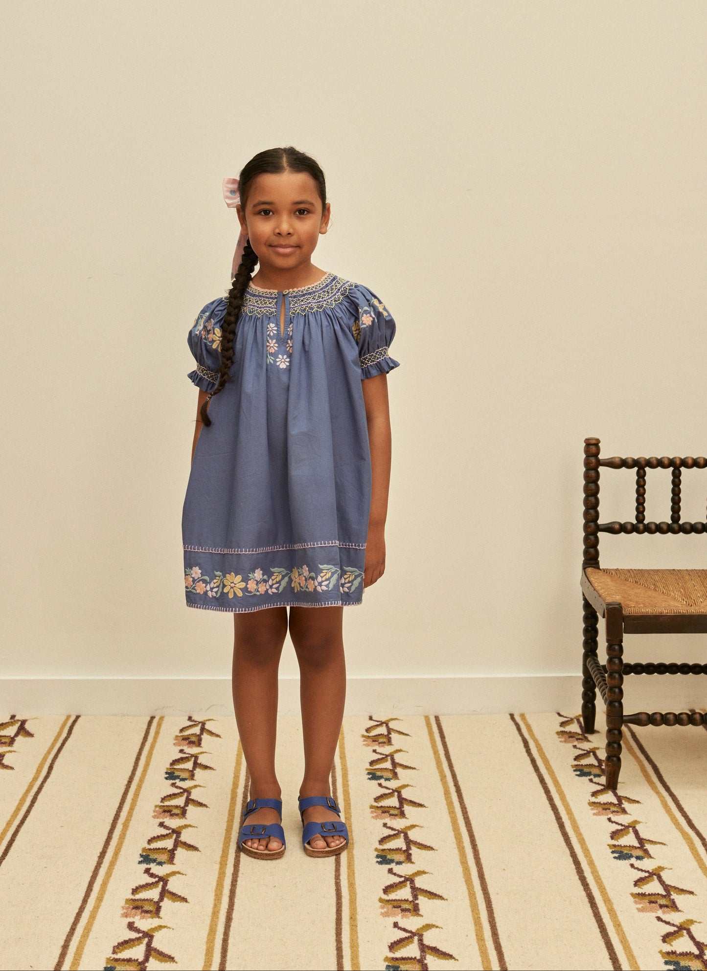 Verna Smock Dress, Azul