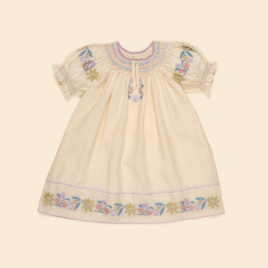 Verna Smock Dress, Cream